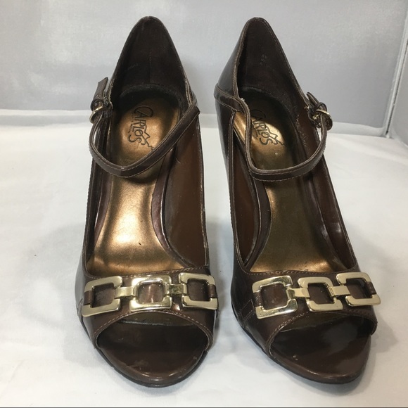 3/$30 Carlos Santana Brown Peep Toe stiletto - Picture 2 of 6